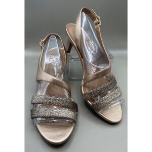 Naturalizer Taimi Slingback Gold Pearl Glitter Dress Sandal Heels Size 8.5N
